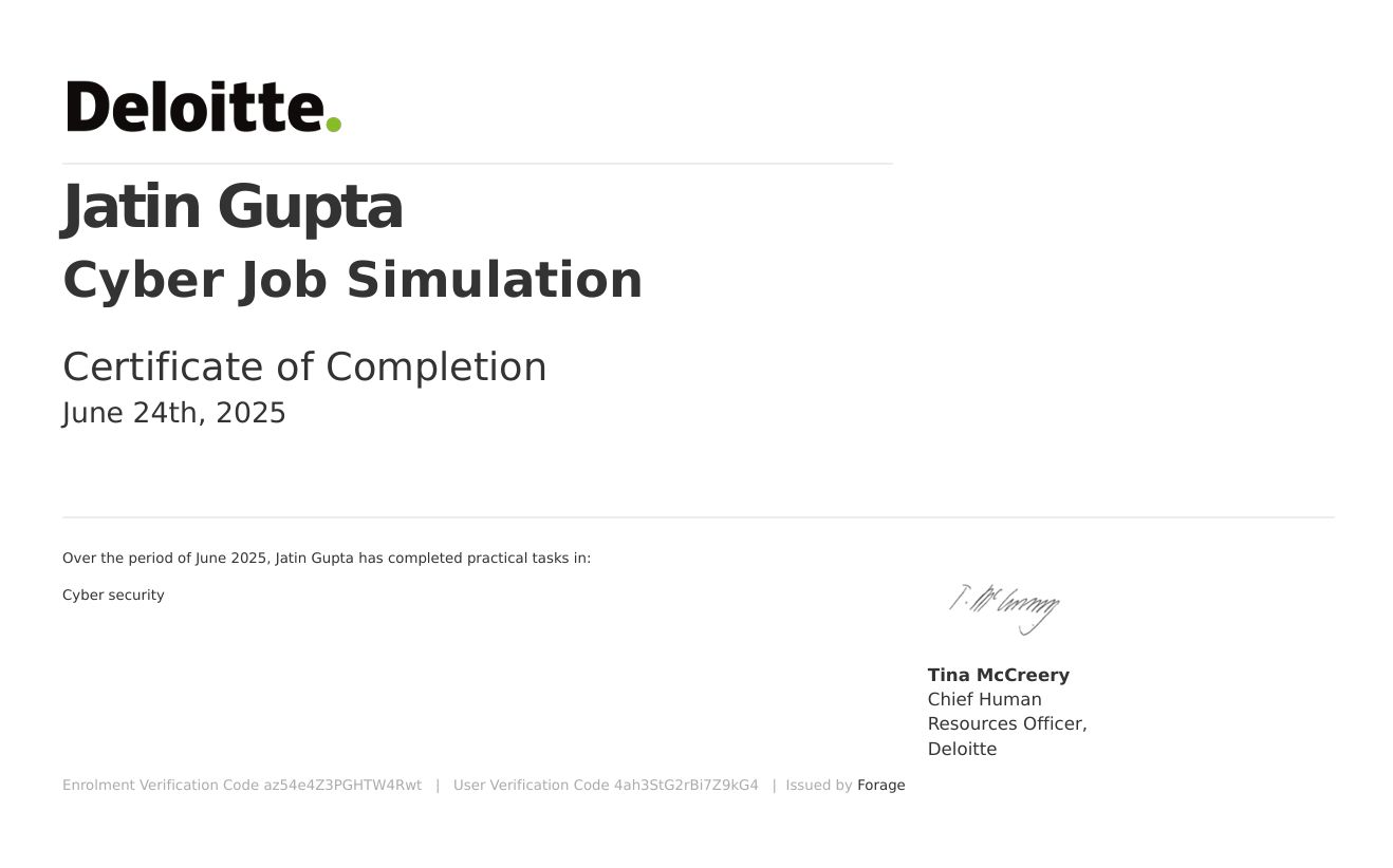 Deloitte Cyber Job Simulation